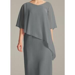 AW BRIDAL 18 2X plus steel gray Virga mother of bride wedding maxi dress B61